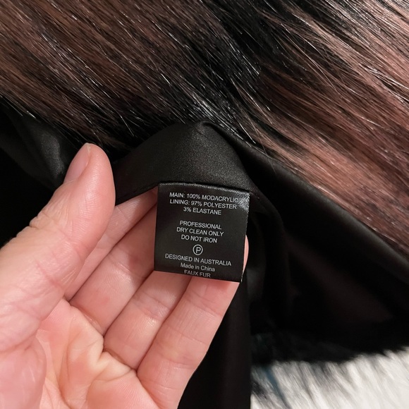 Unreal Fur Women's Striped Faux Fur Jacket in Teal and Burgundy - Picture 9 of 11